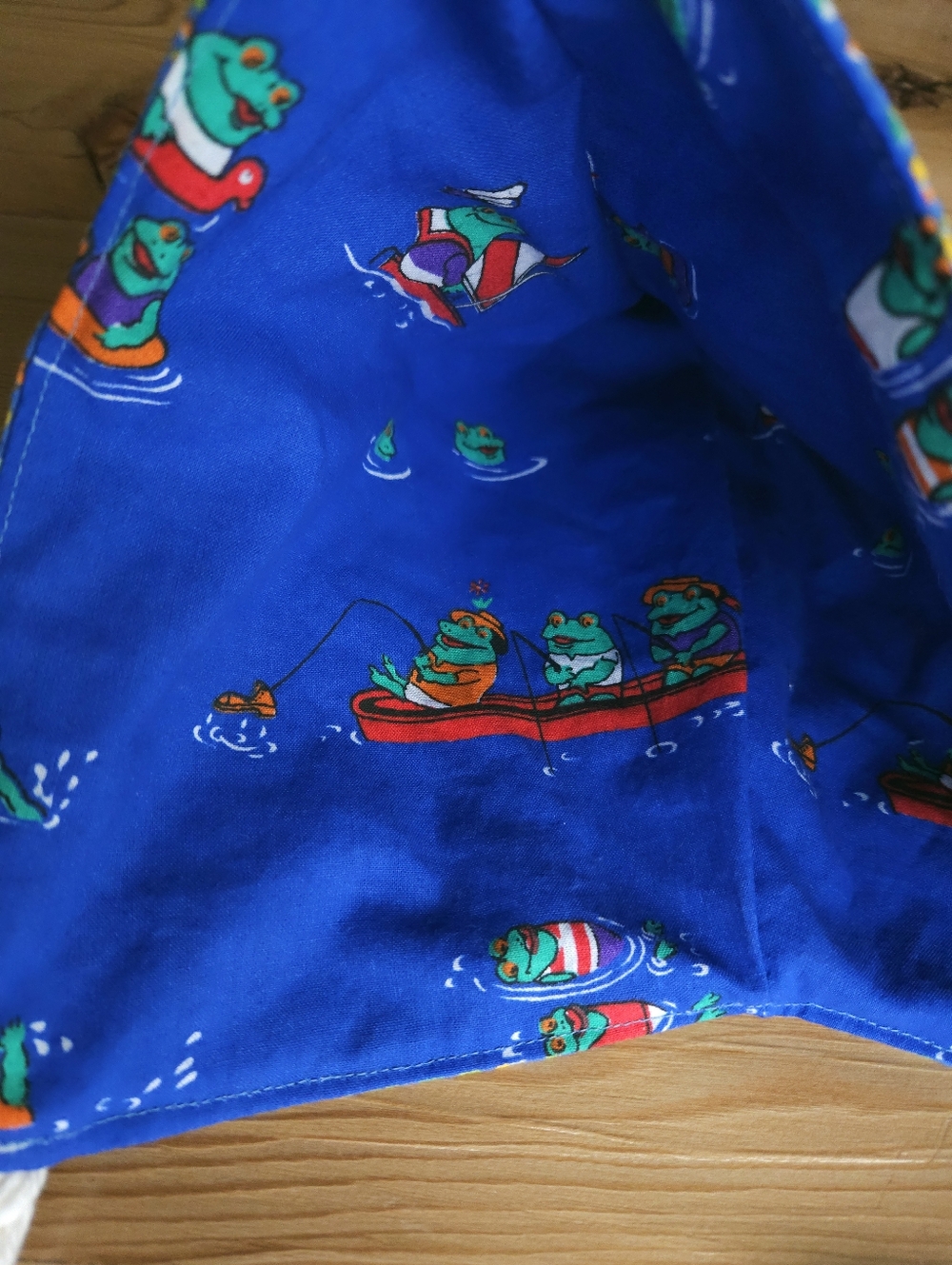 Quilted Upcycled Blue Mushroom Pixie Hat Bonnet Fully lined 6-12 months - Picture 7 of 12